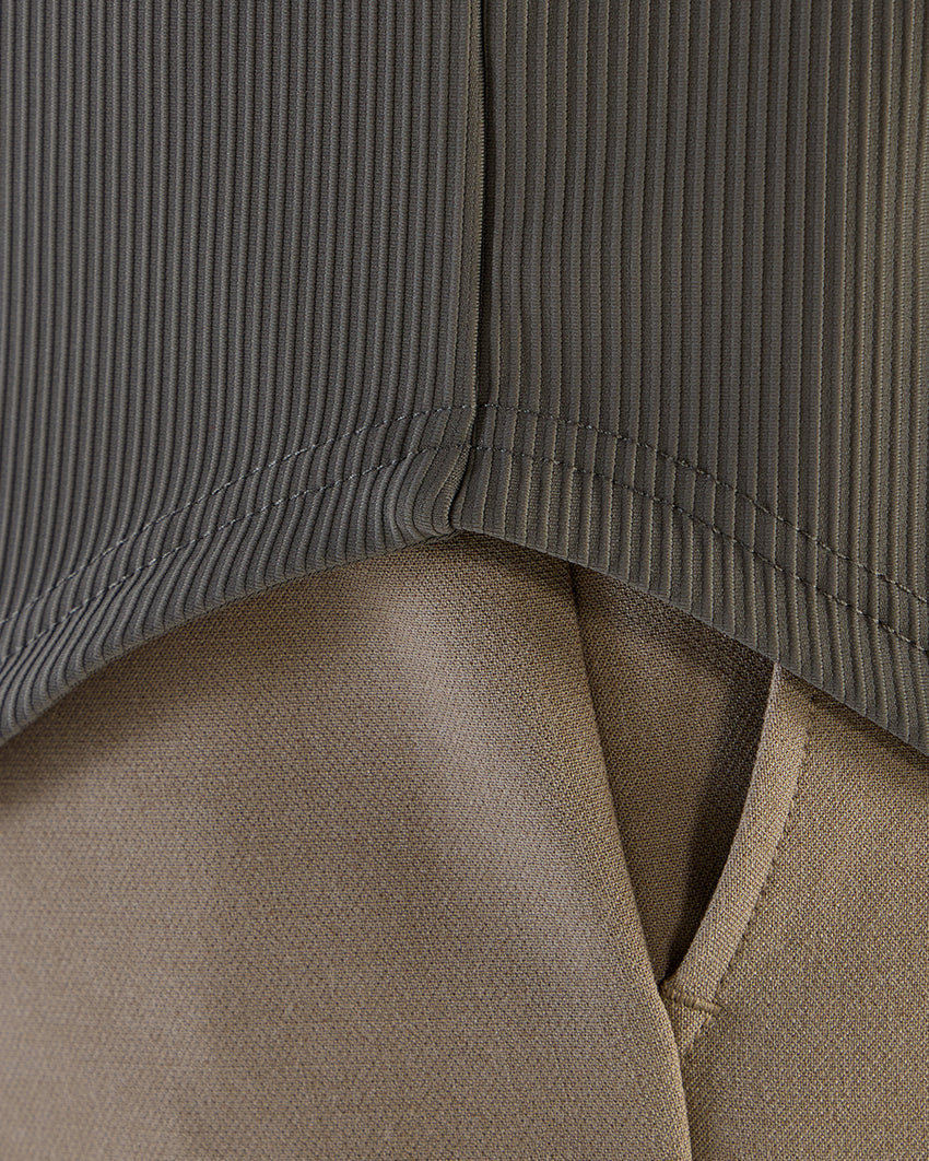 Ribbed+ Long Sleeve Button Down