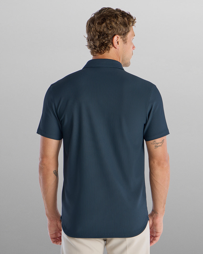 Ribbed+ Short Sleeve Button Down