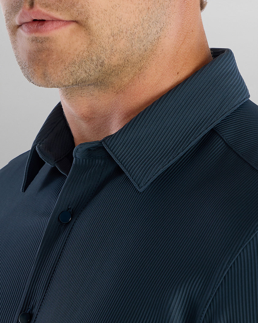 Ribbed+ Short Sleeve Button Down