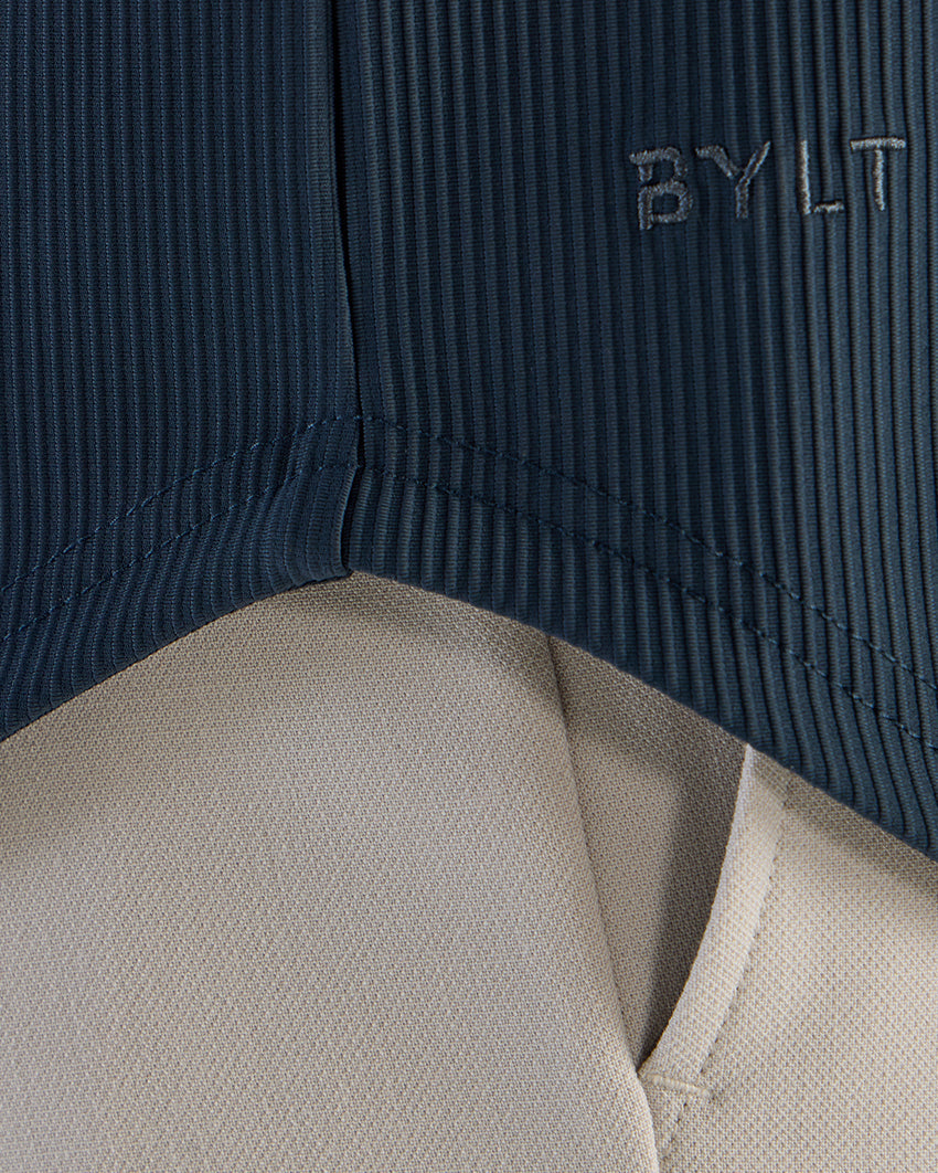Ribbed+ Short Sleeve Button Down