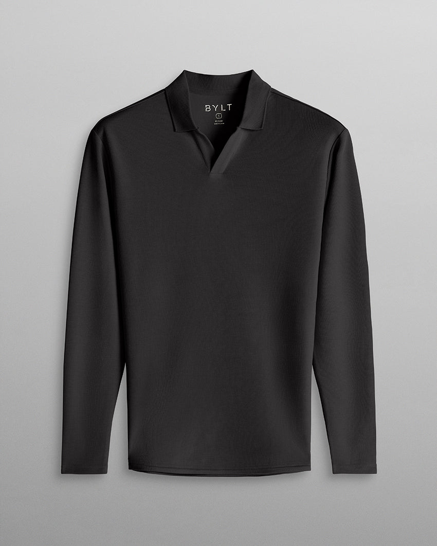Micro Rib Long Sleeve Polo