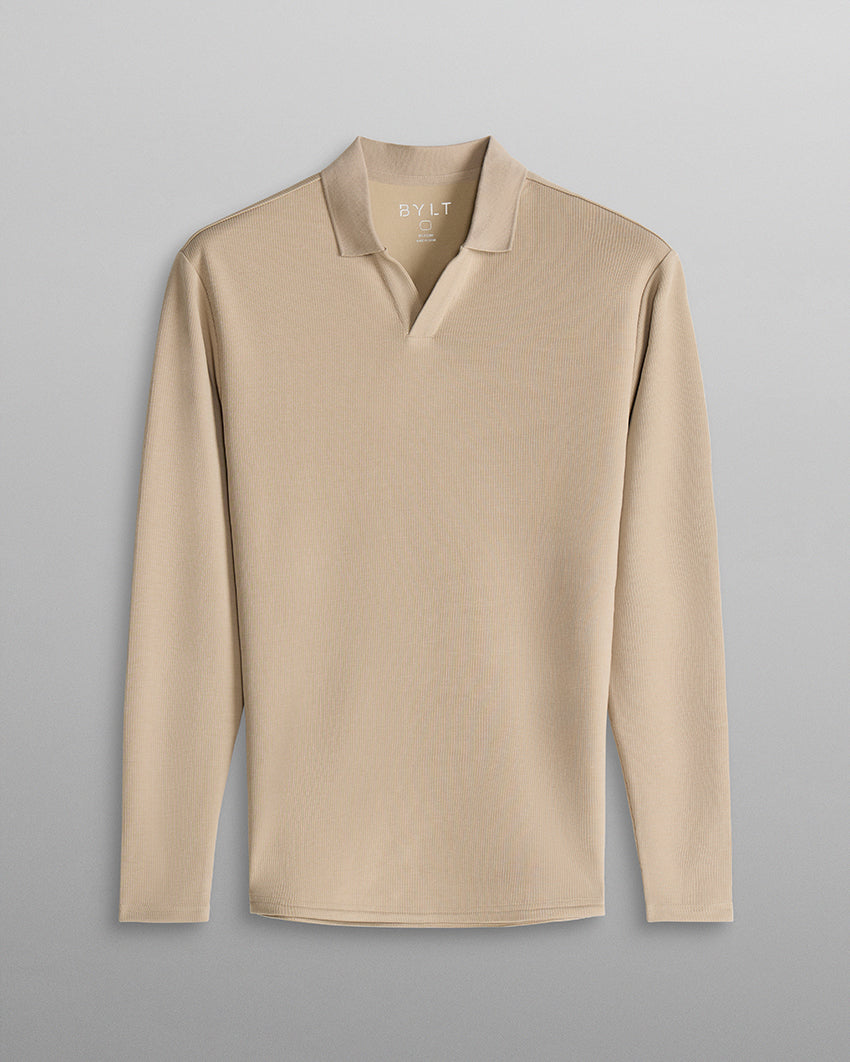 Micro Rib Long Sleeve Polo