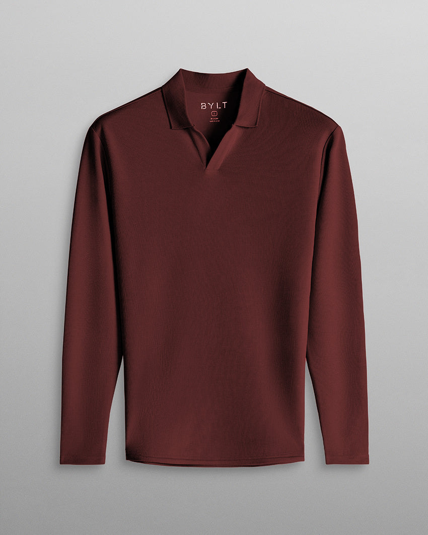 Micro Rib Long Sleeve Polo