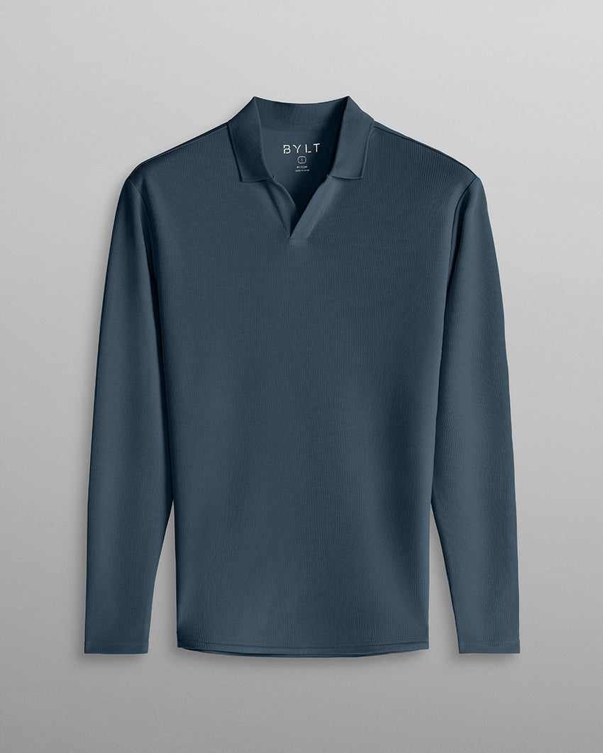 Micro Rib Long Sleeve Polo