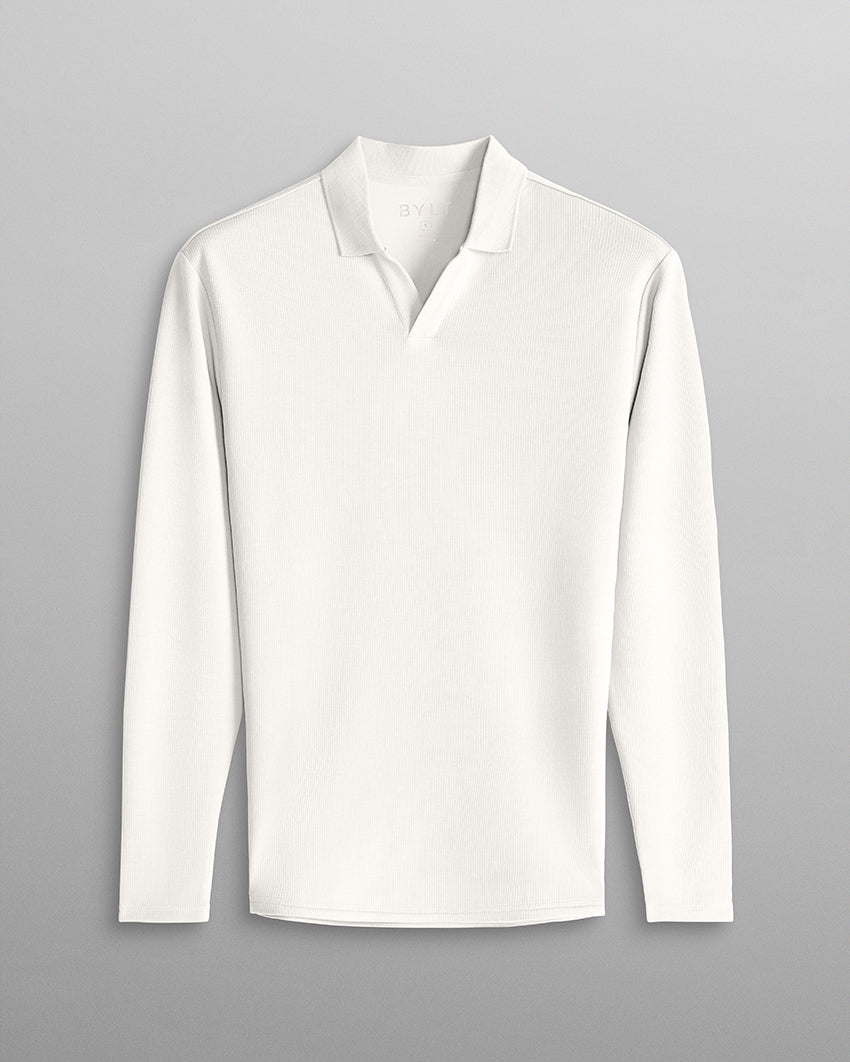 Micro Rib Long Sleeve Polo
