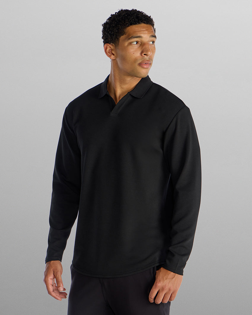 Micro Rib Long Sleeve Polo