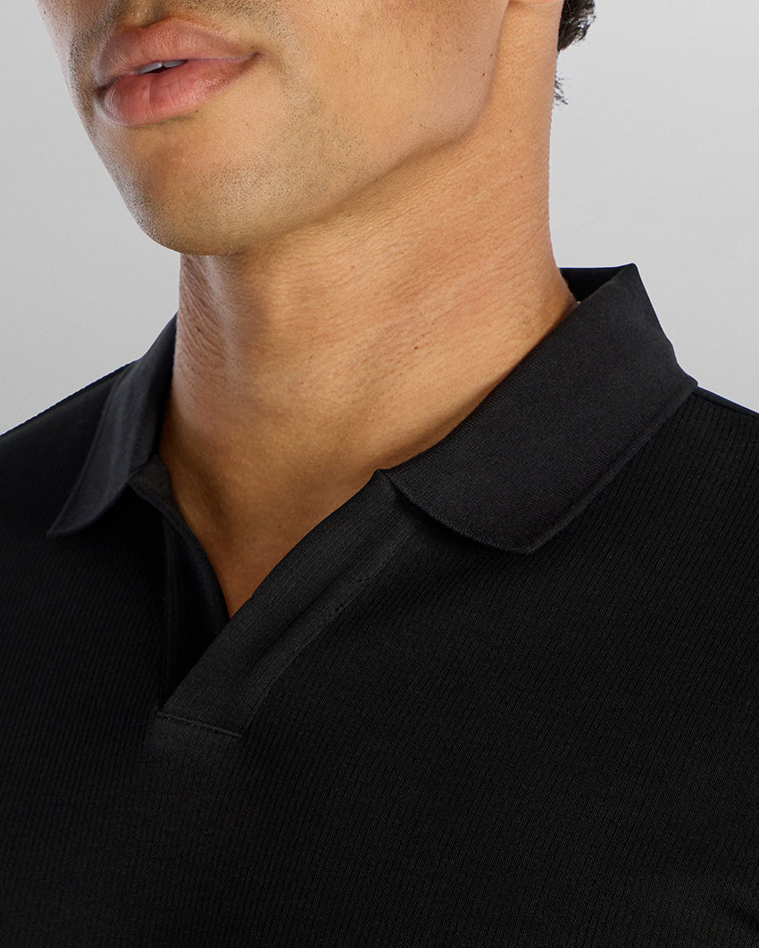 Micro Rib Long Sleeve Polo