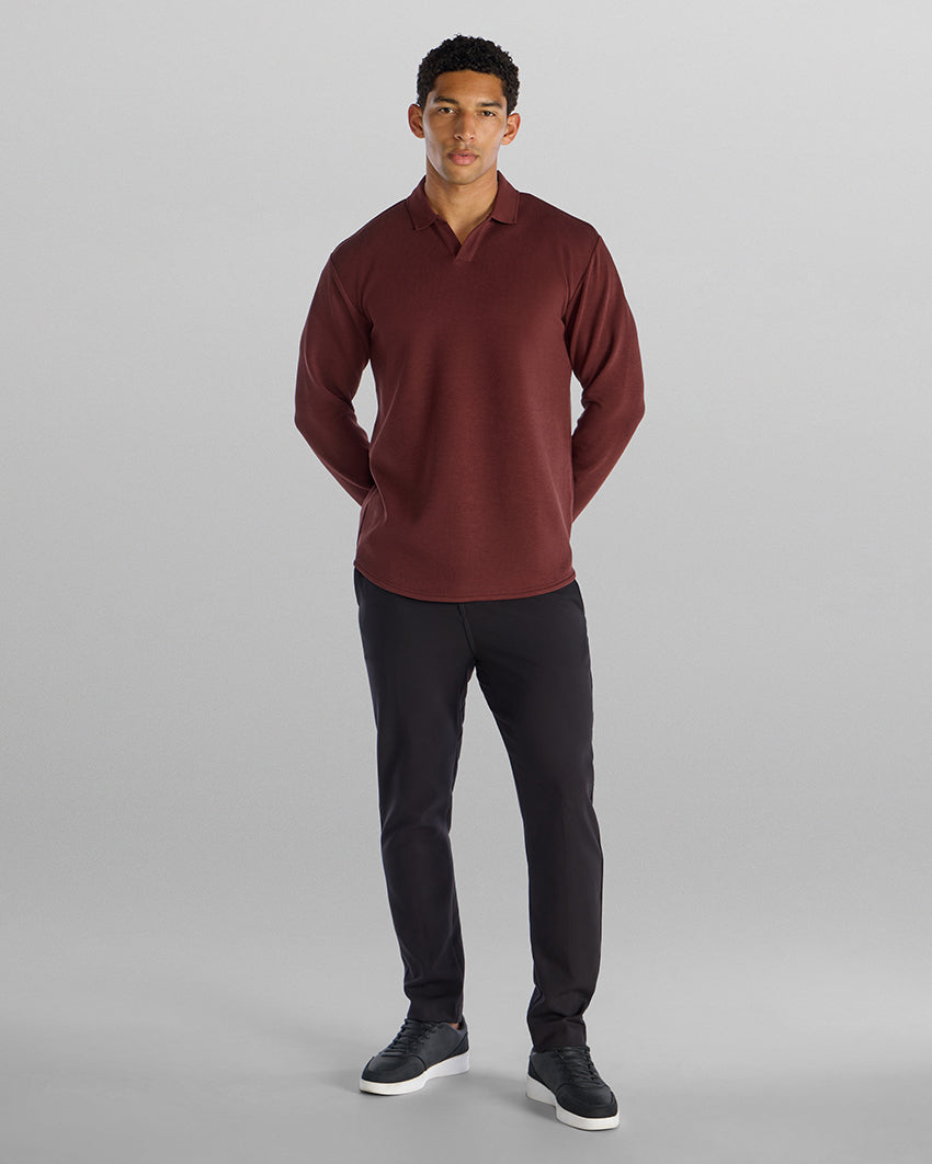 Micro Rib Long Sleeve Polo
