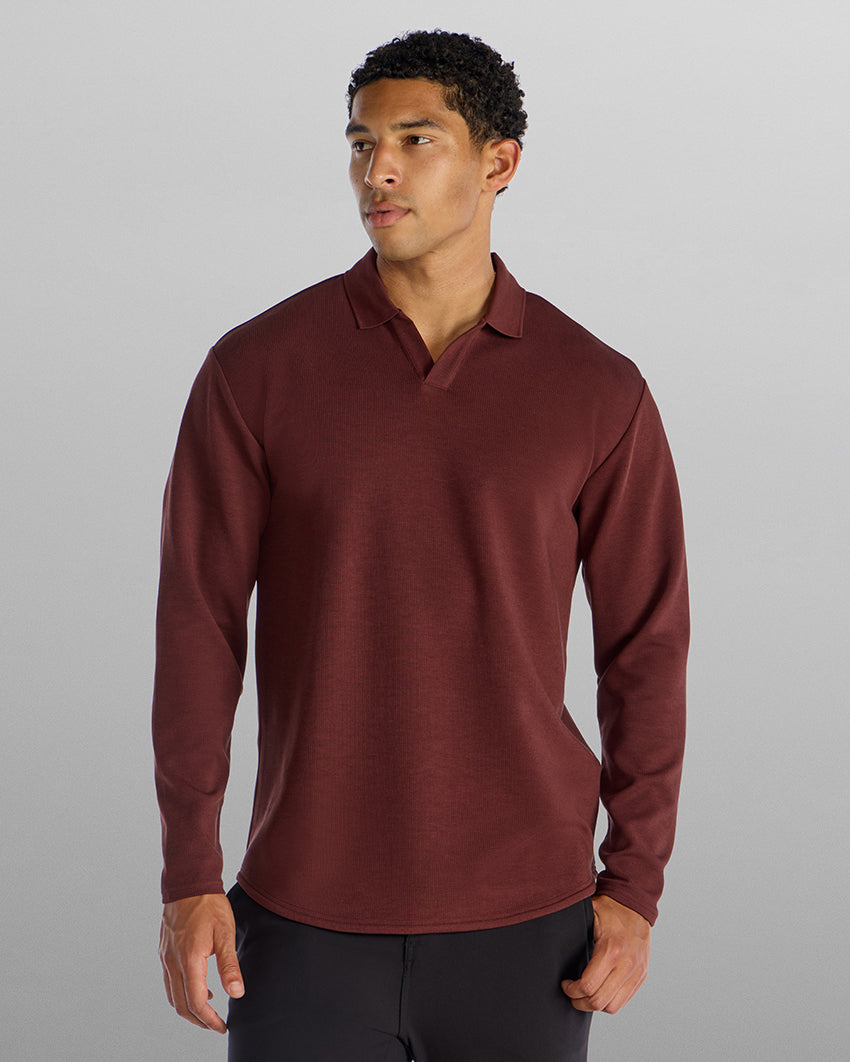Micro Rib Long Sleeve Polo