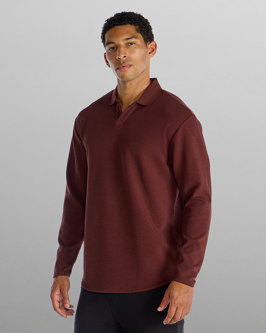Micro Rib Long Sleeve Polo