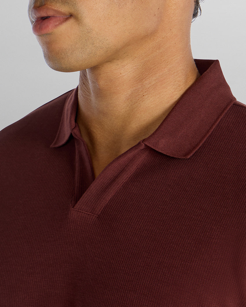 Micro Rib Long Sleeve Polo