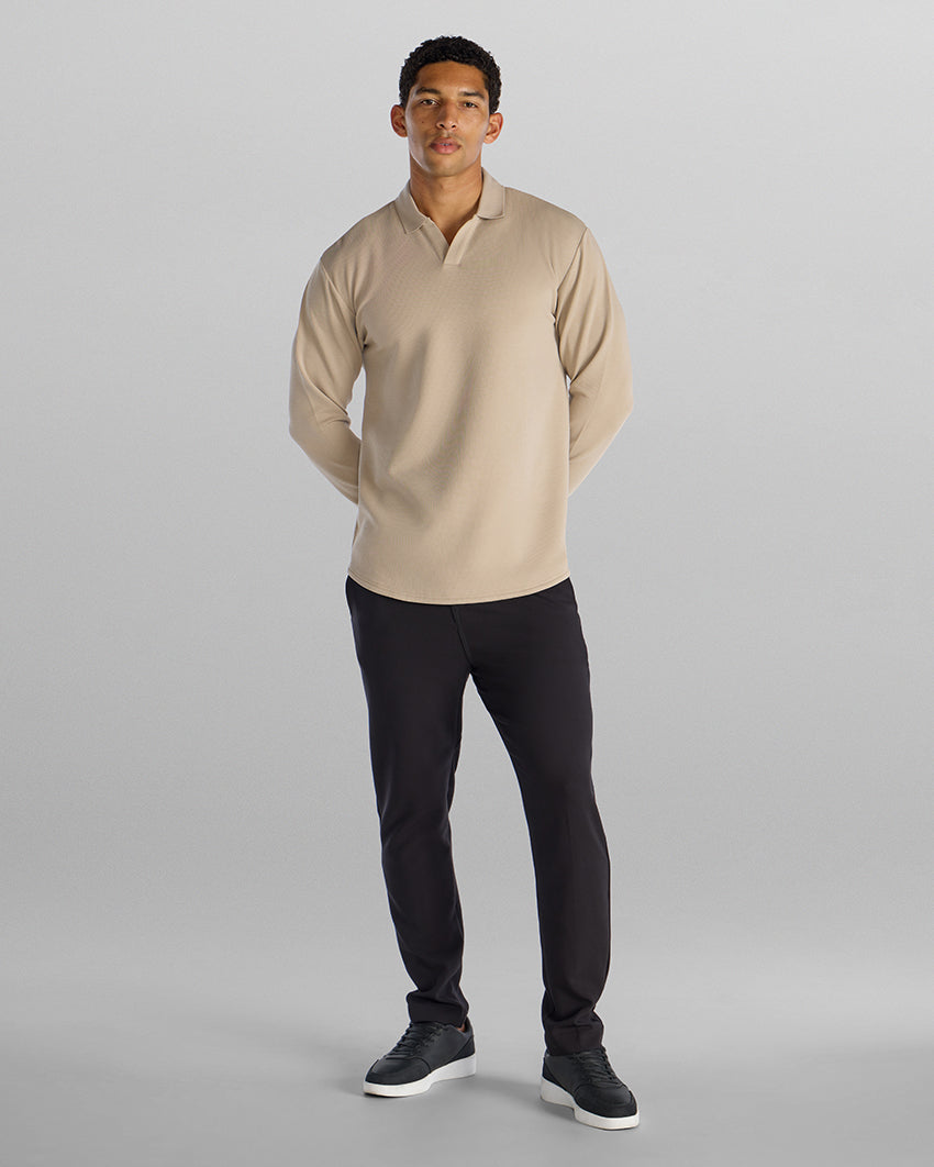 Micro Rib Long Sleeve Polo