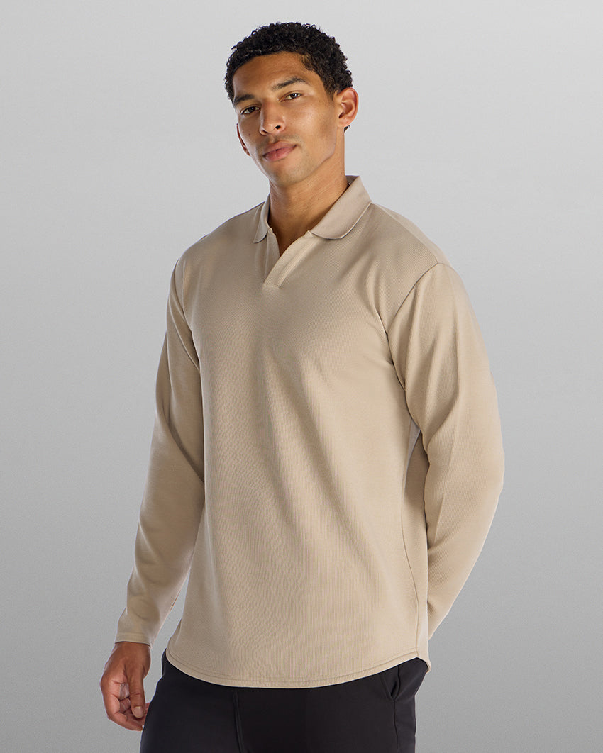 Micro Rib Long Sleeve Polo