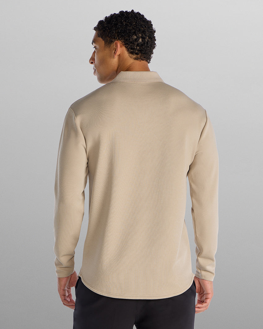 Micro Rib Long Sleeve Polo