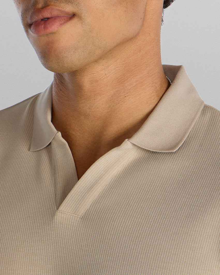 Micro Rib Long Sleeve Polo