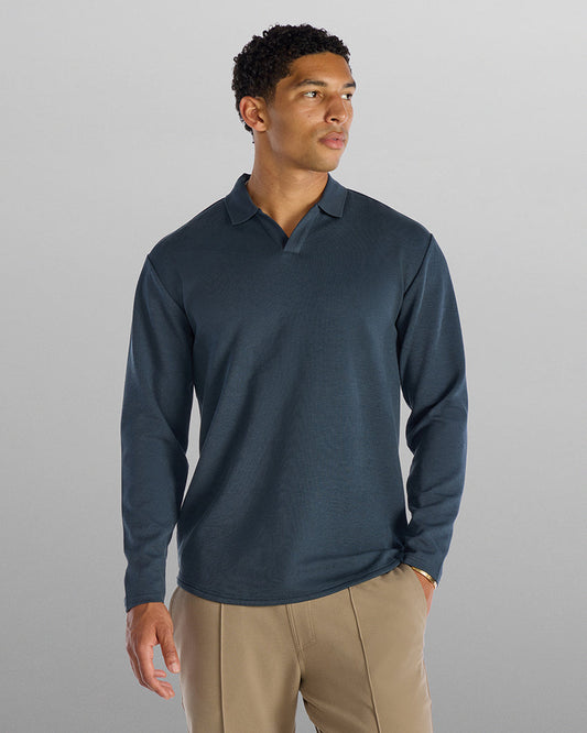 Micro Rib Long Sleeve Polo