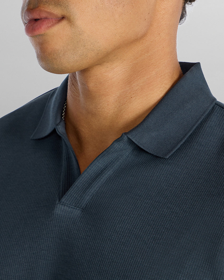 Micro Rib Long Sleeve Polo