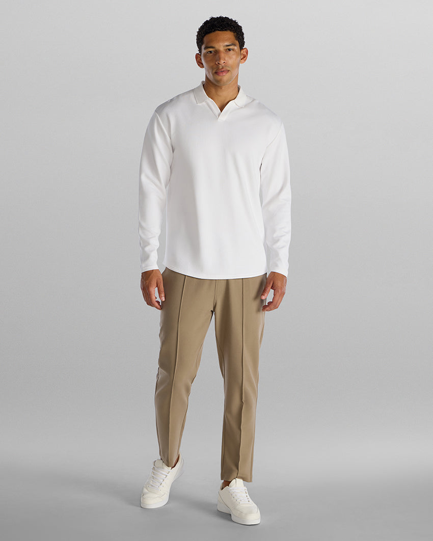 Micro Rib Long Sleeve Polo