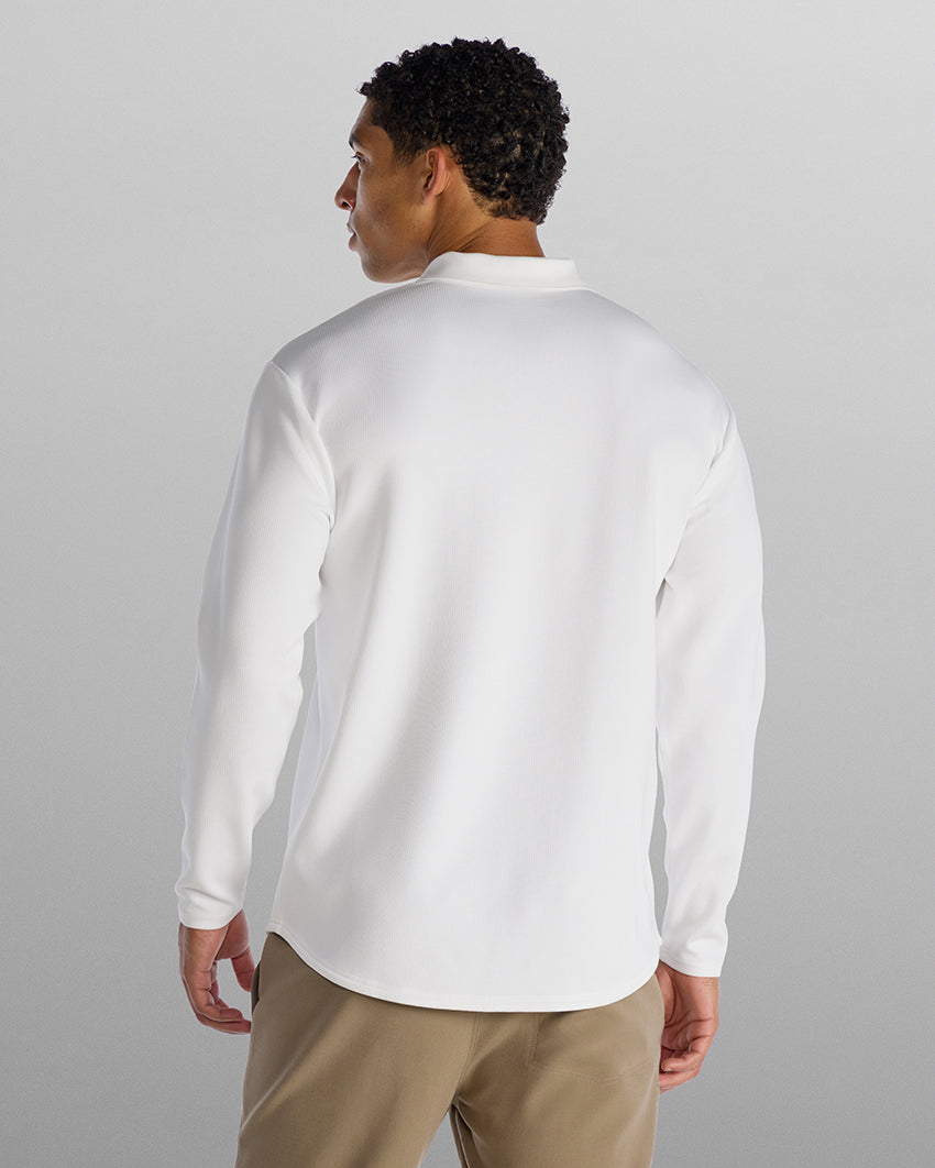 Micro Rib Long Sleeve Polo