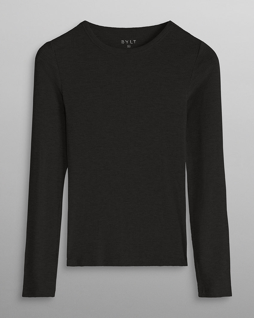 Modal Micro Rib Fitted Long Sleeve
