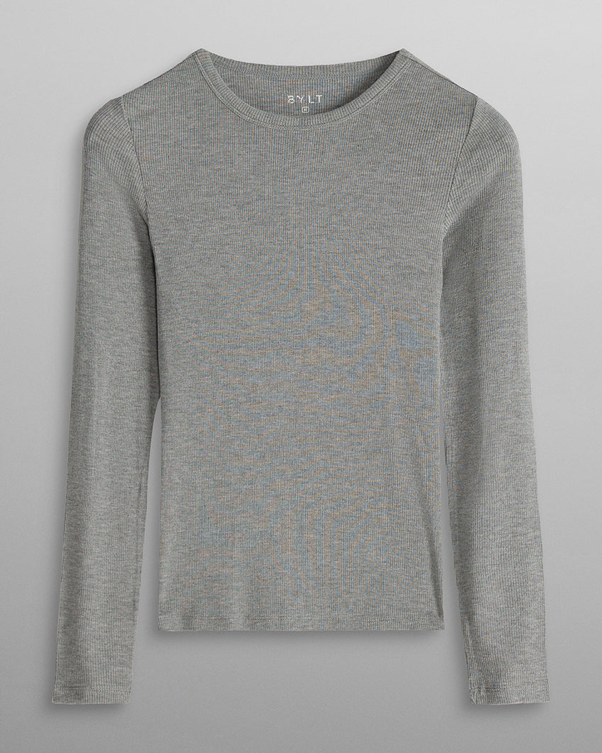 Modal Micro Rib Fitted Long Sleeve
