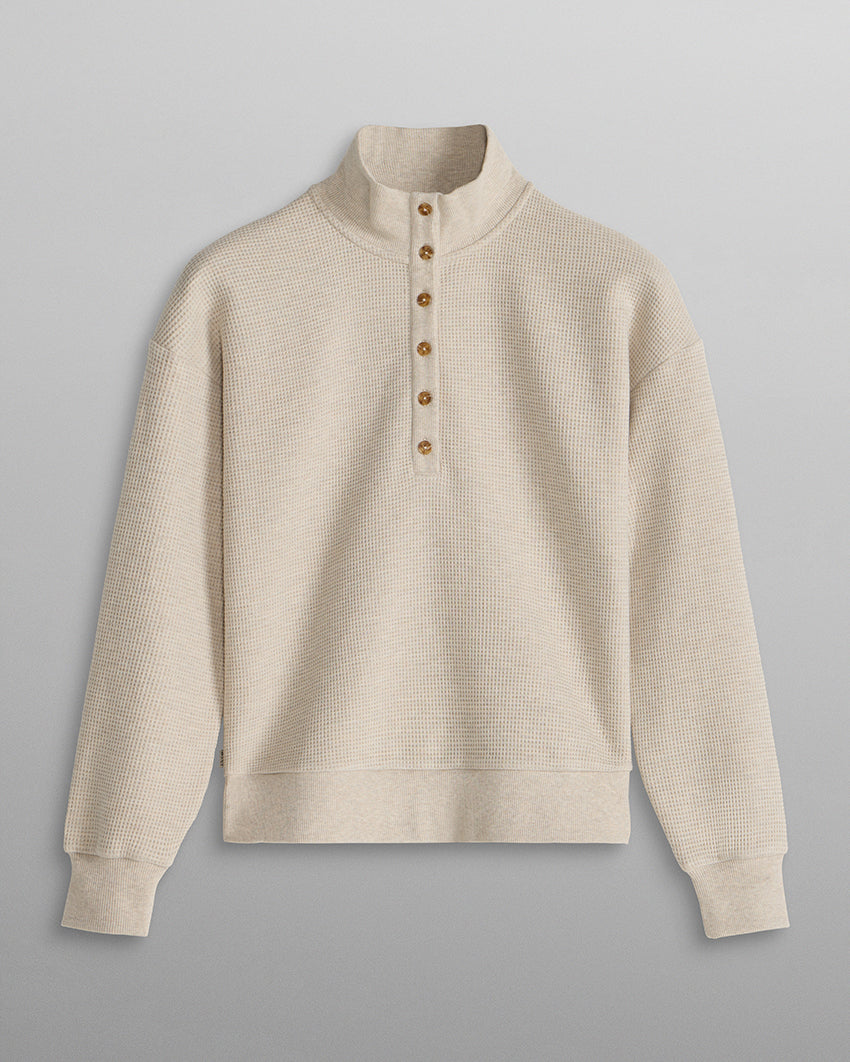 Waffle Knit Collared Pullover