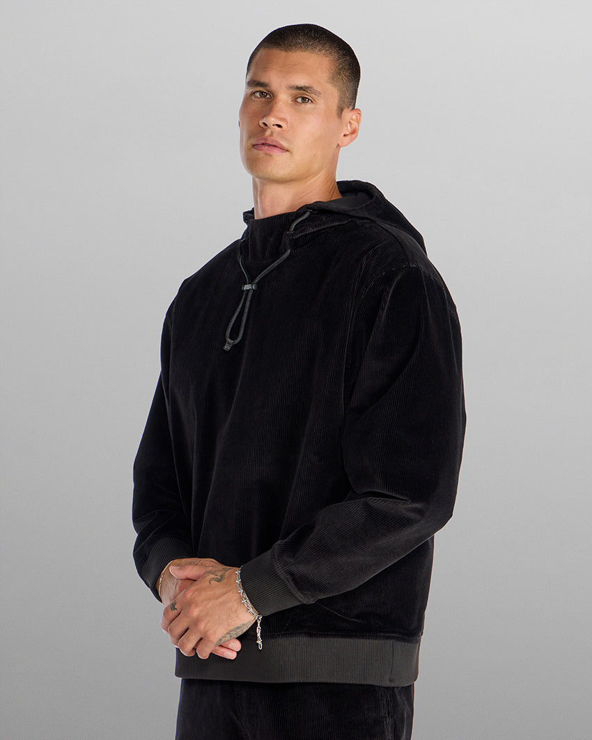 Corduroy Relaxed Mockneck Hoodie
