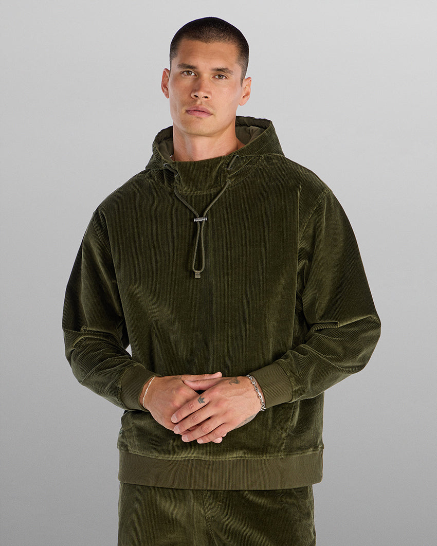 Corduroy Relaxed Mockneck Hoodie