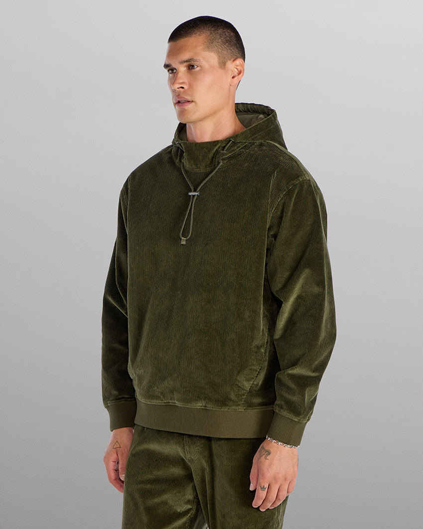 Corduroy Relaxed Mockneck Hoodie