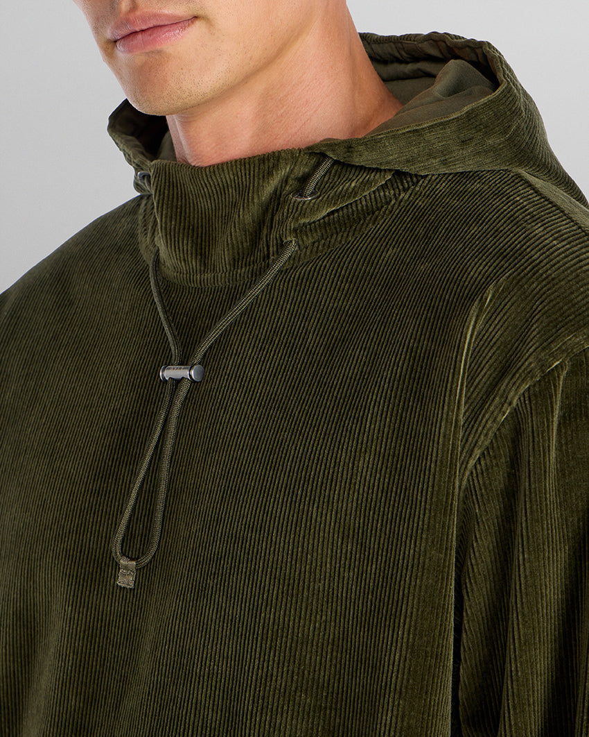 Corduroy Relaxed Mockneck Hoodie
