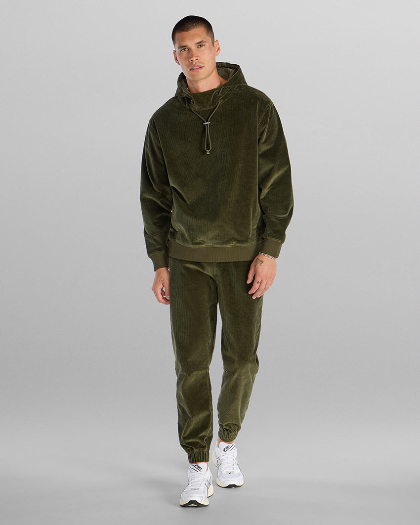 Corduroy Relaxed Mockneck Hoodie