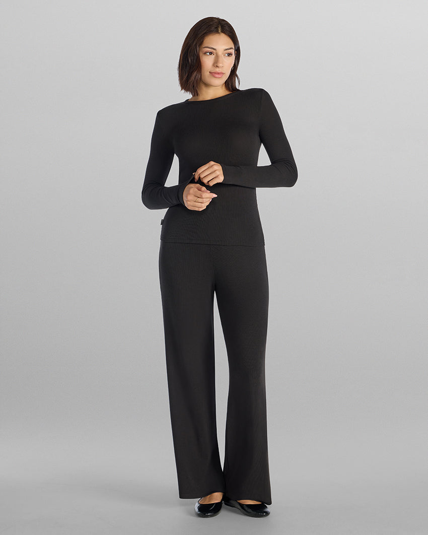 Modal Micro Rib Fitted Long Sleeve