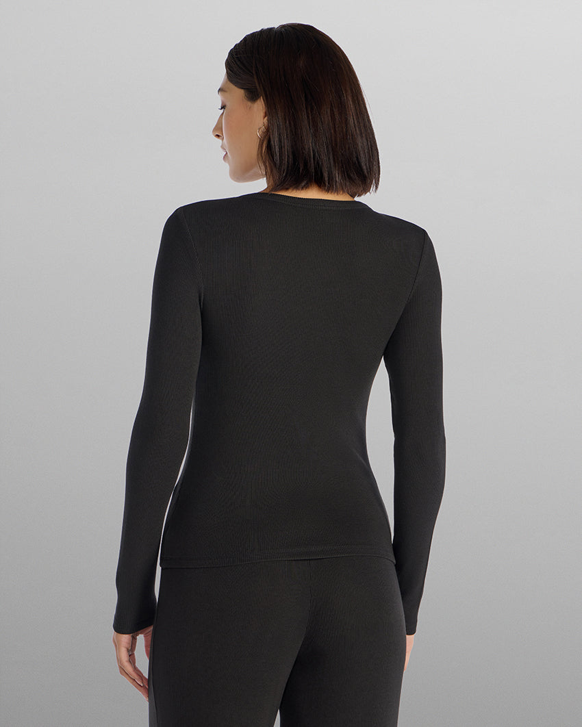 Modal Micro Rib Fitted Long Sleeve