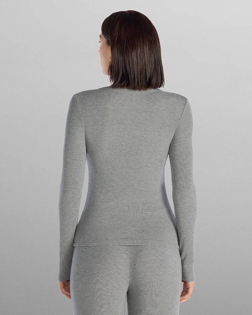 Modal Micro Rib Fitted Long Sleeve