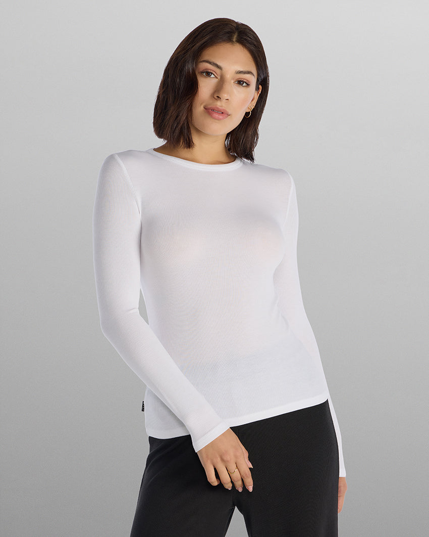 Modal Micro Rib Fitted Long Sleeve