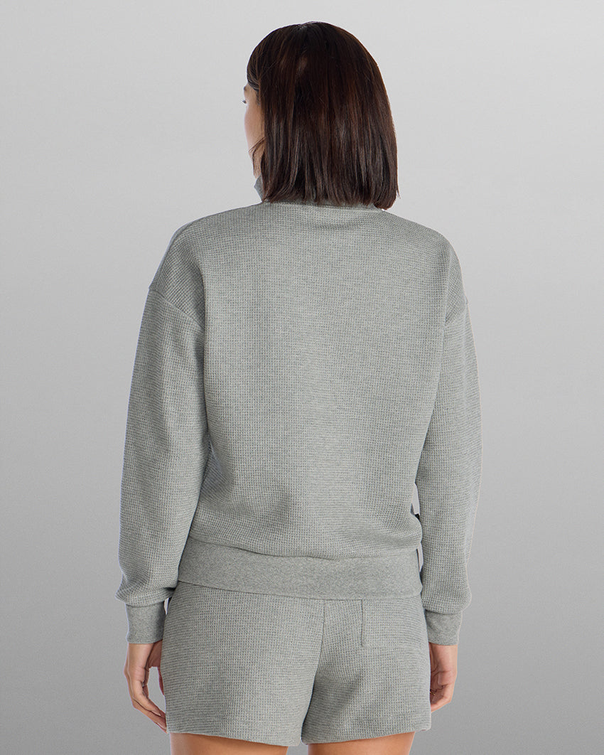 Waffle Knit Collared Pullover