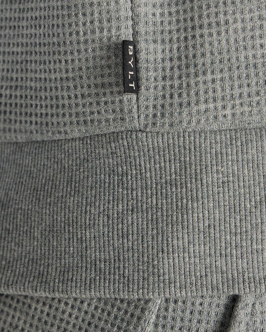 Waffle Knit Collared Pullover