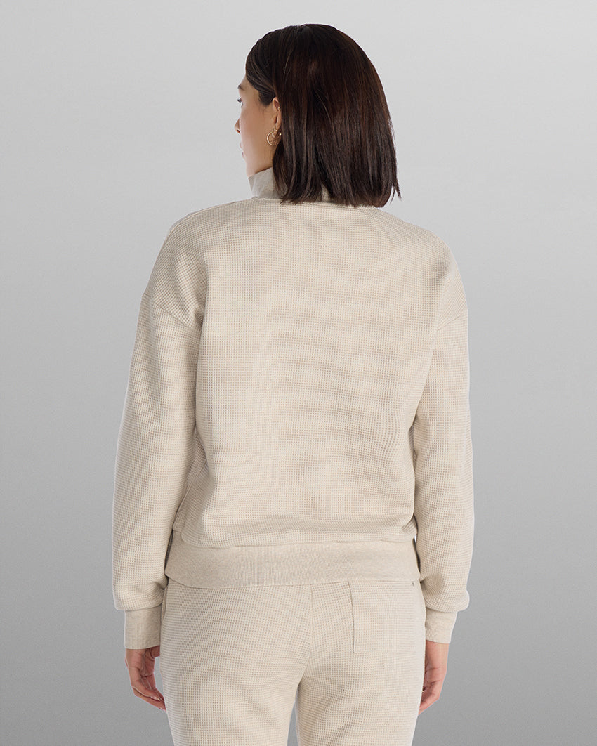 Waffle Knit Collared Pullover