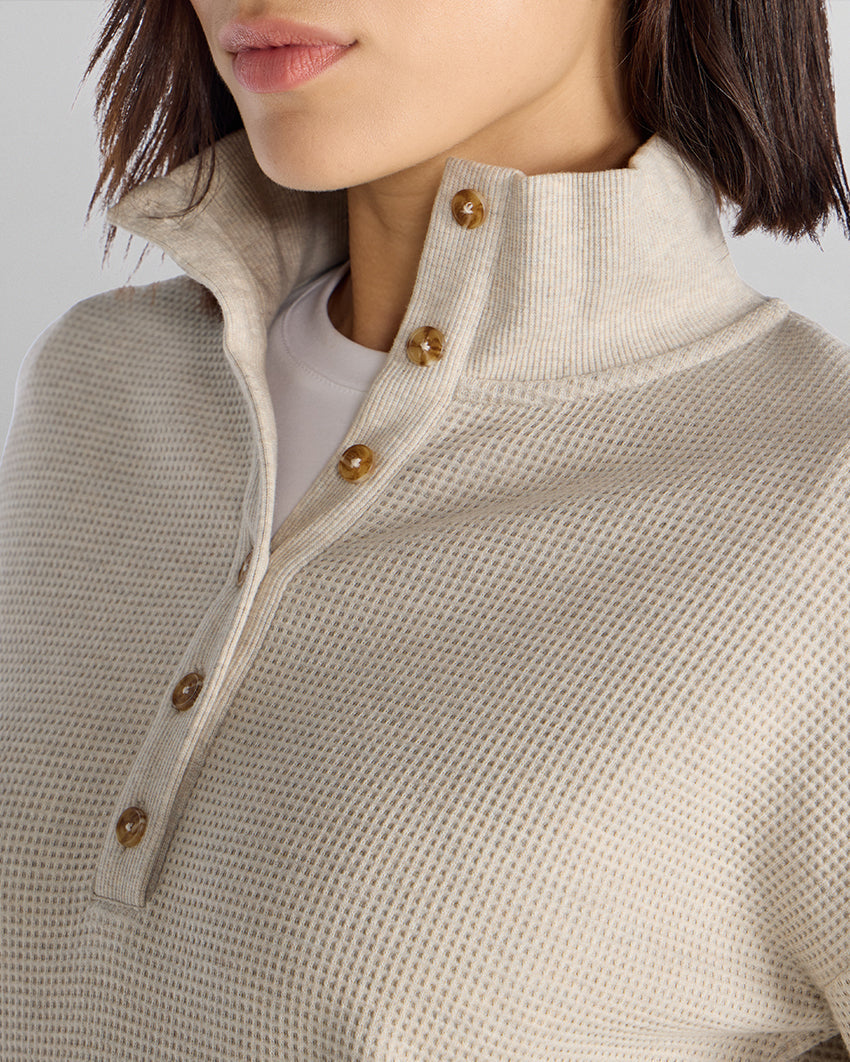 Waffle Knit Collared Pullover