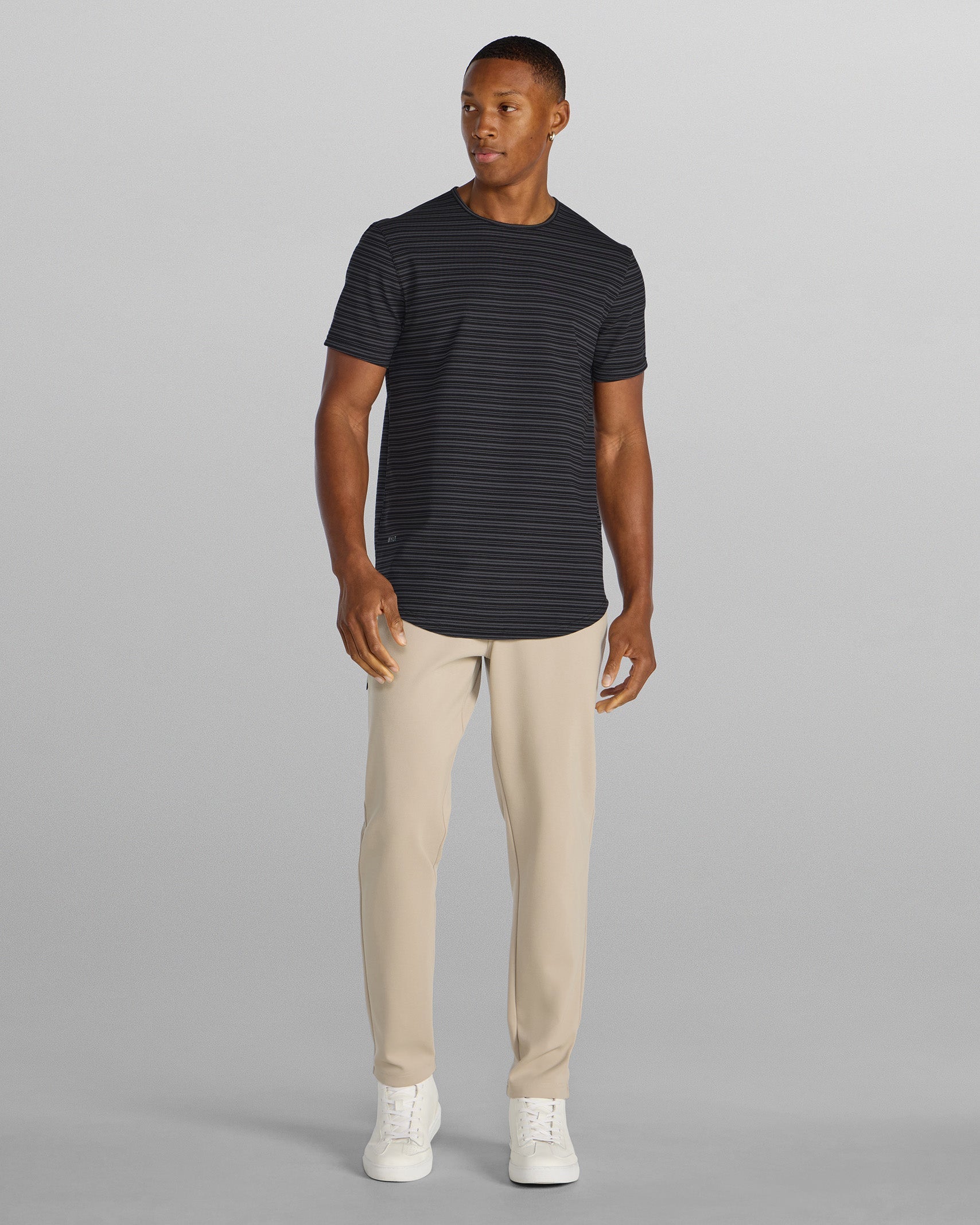 LUX Striped Drop-Cut Tee