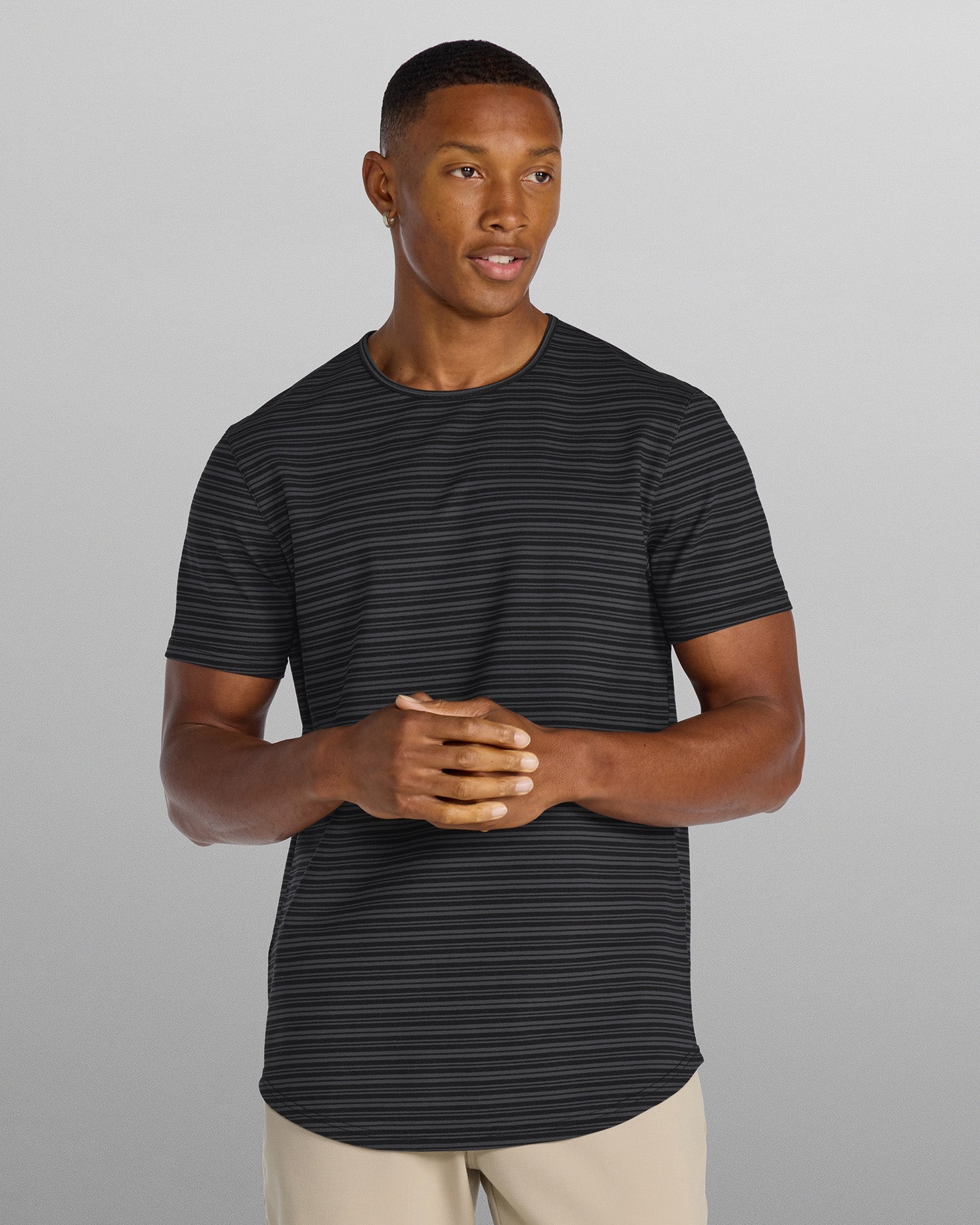 LUX Striped Drop-Cut Tee