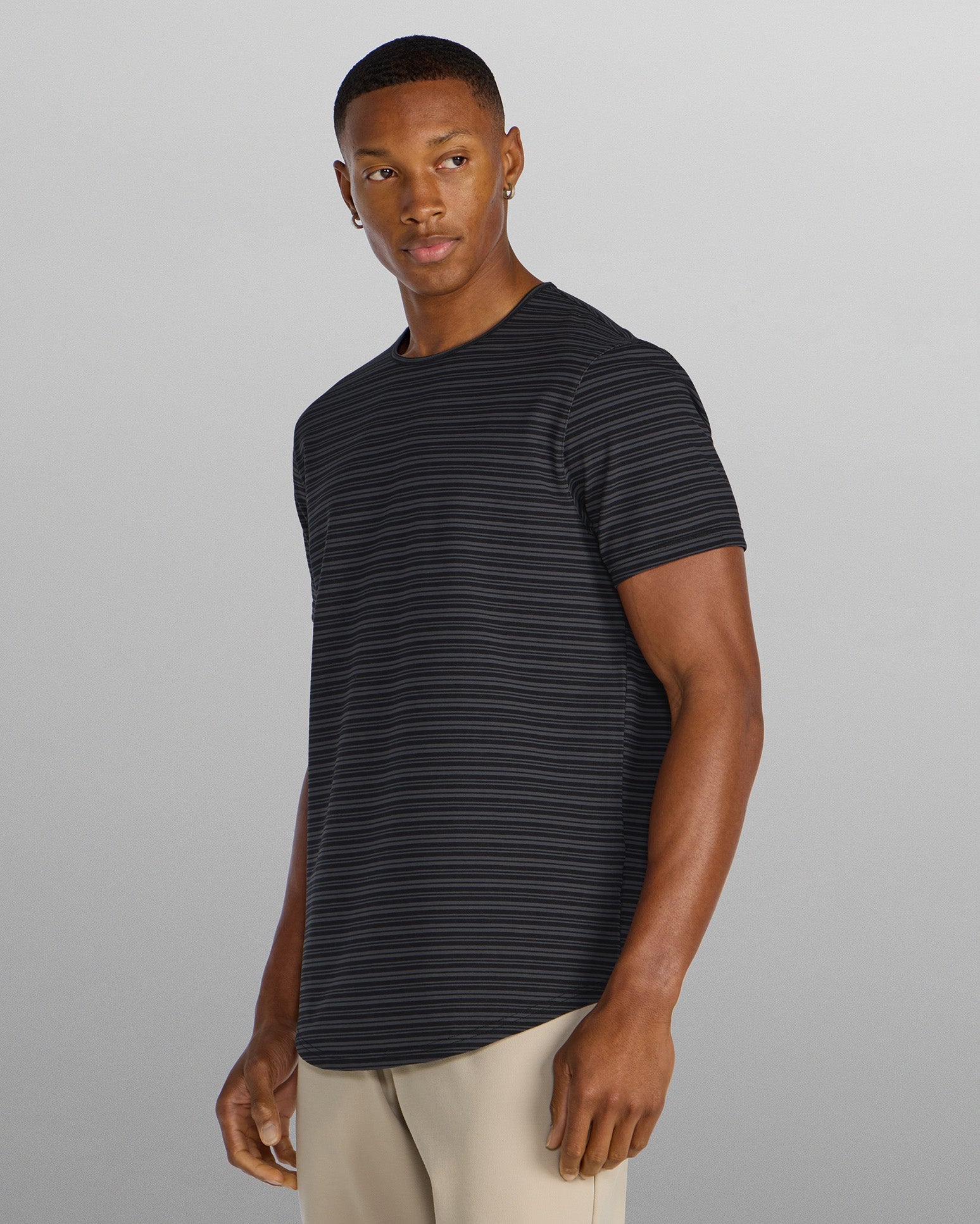 LUX Striped Drop-Cut Tee