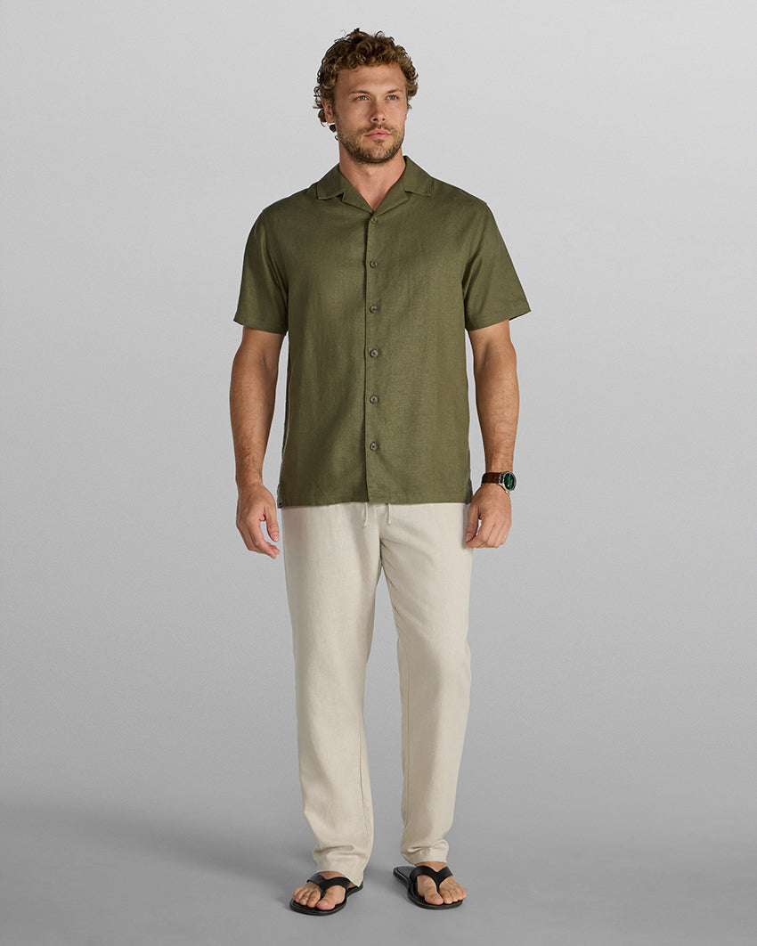 Back to Basics Linen Camp Collar Button Down