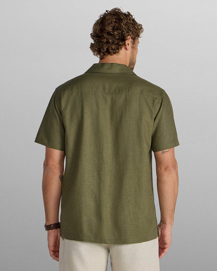 Back to Basics Linen Camp Collar Button Down