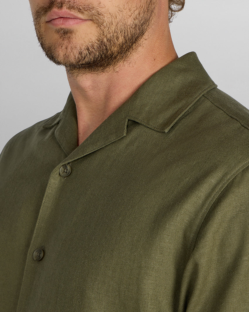 Back to Basics Linen Camp Collar Button Down