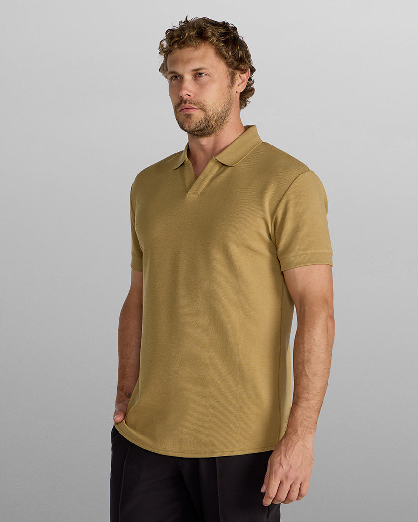 Micro Rib Open V Polo