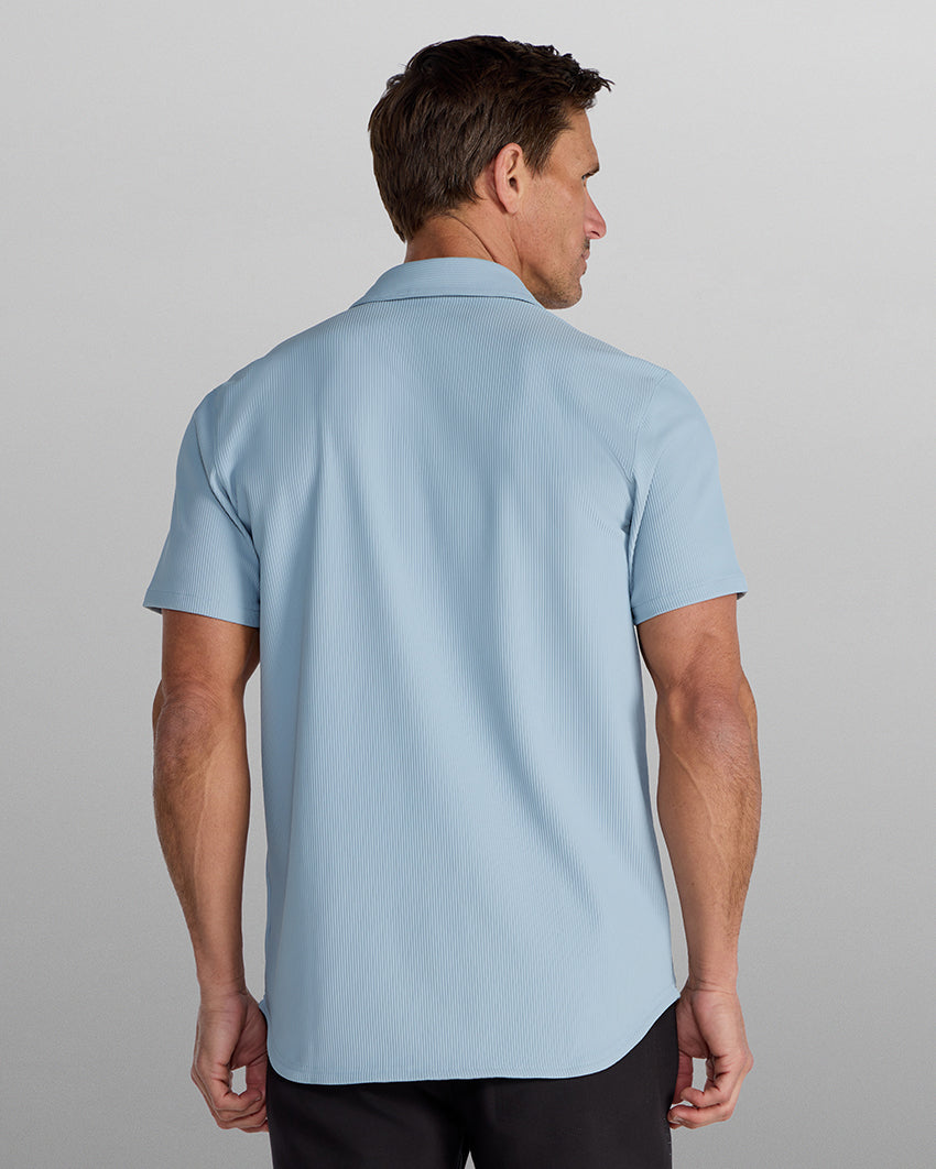 Ribbed+ Short Sleeve Button Down