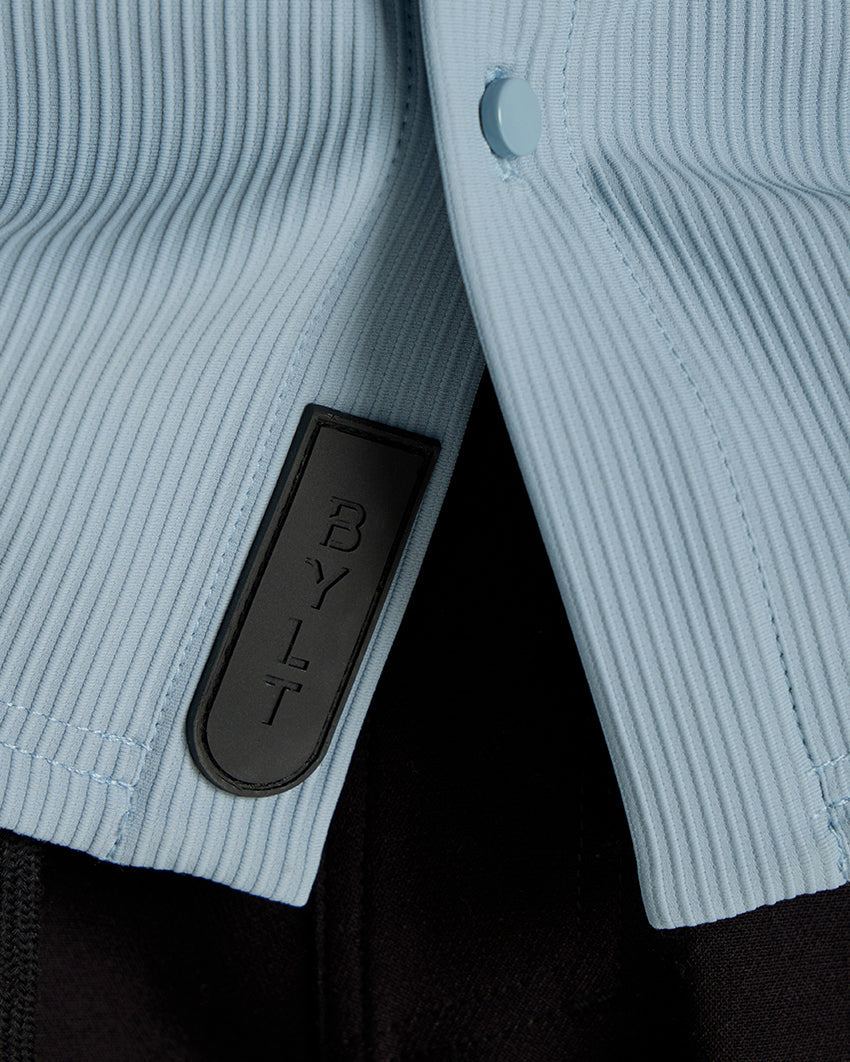 Ribbed+ Short Sleeve Button Down