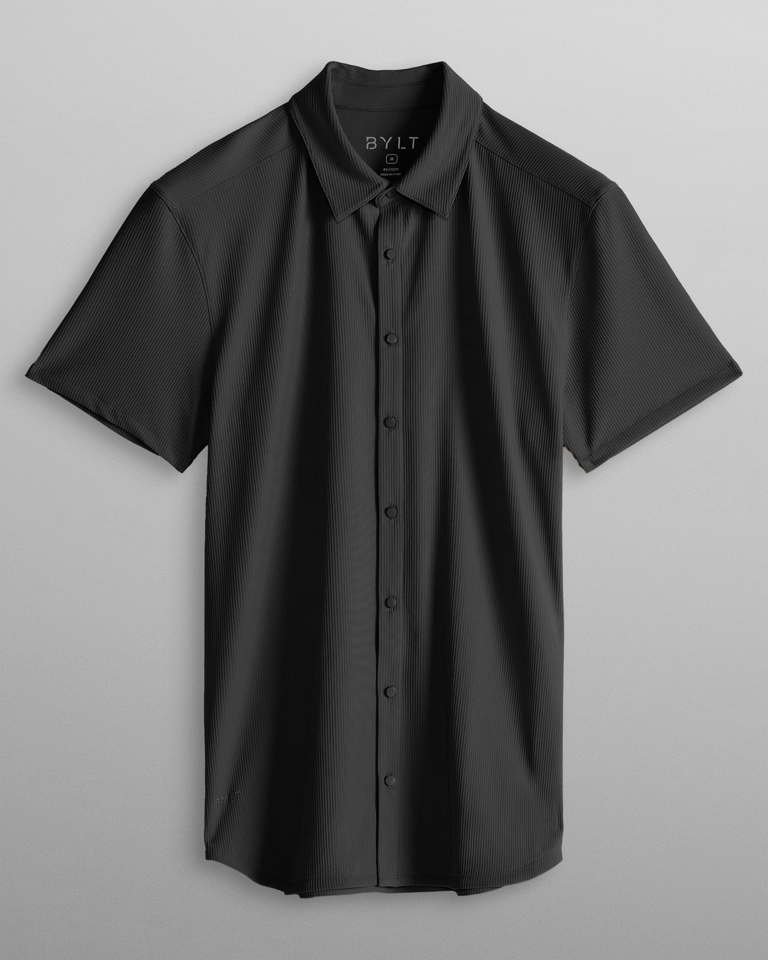 Ribbed+ Short Sleeve Button Down