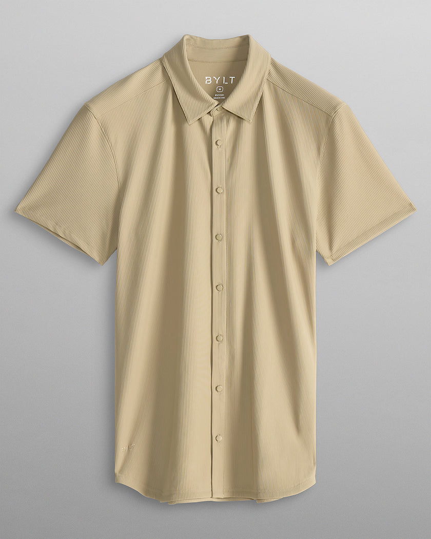 Ribbed+ Short Sleeve Button Down